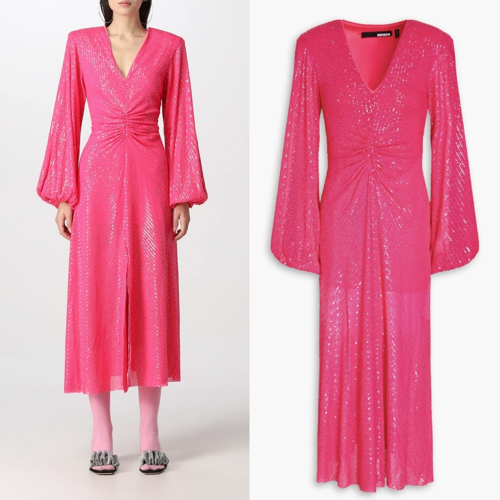 Hot Pink Sequin Gown Dress - Rotate Birger Christensen Disco Queen Party Prom